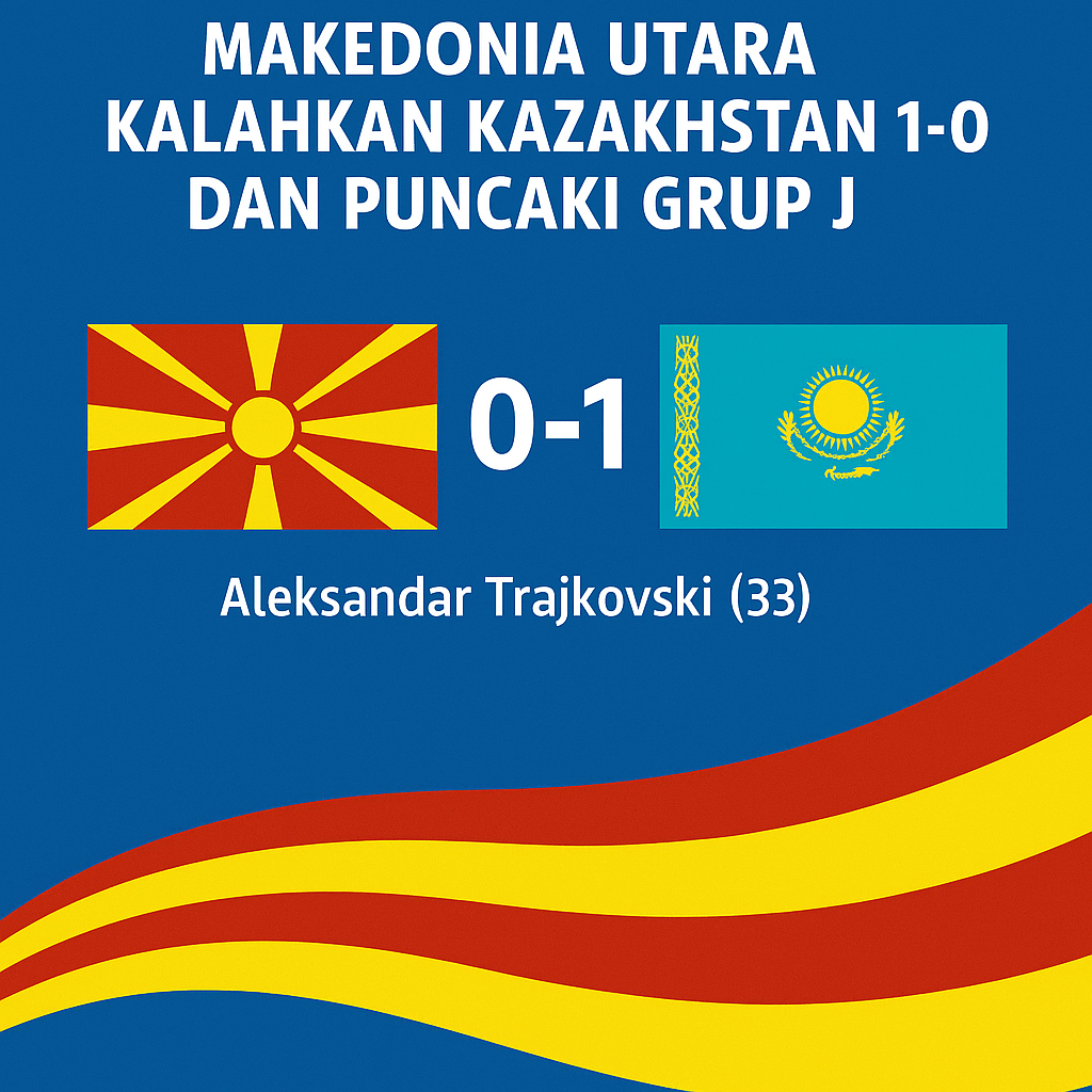 Kualifikasi Piala Dunia UEFA, Makedonia Utara Kalahkan Kazakhstan 1-0 dan Puncaki Grup J